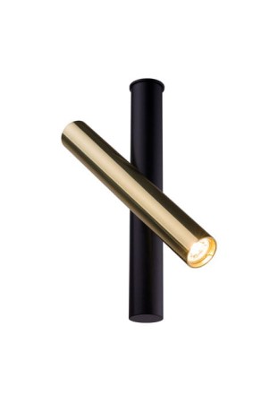 Lampa sufitowa natynkowa czarna z mosiężnym kloszem AKADI R1 - 1xGU10 max 4W LED 220-230V IP20 