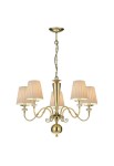 Lampa wisząca LILOSA 5 mosiądz polerowany-abażury plisowane - E14 5x8W LED 220-230V IP20 