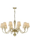 Lampa wisząca LILOSA 10 mosiądz polerowany-abażury plisowane - E14 10x8W LED 220-230V IP2