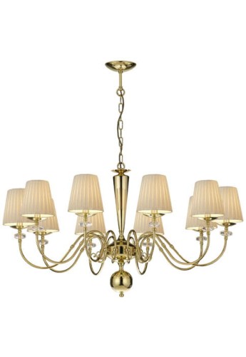 Lampa wisząca LILOSA 10 mosiądz polerowany-abażury plisowane - E14 10x8W LED 220-230V IP2