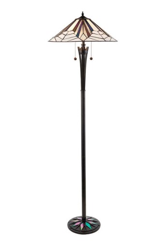 Lampa podłogowa ASTORIA szkło Tiffany-kolor czarny - 2x60W E27 230V IP20 - TIFFANY