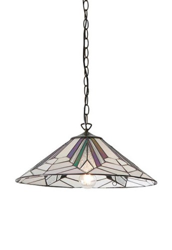 Lampa wisząca ASTORIA LARGE szkło Tiffany i satynowa czerń - 60W E27 230V IP20 - TIFFANY
