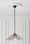 Lampa wisząca ASTORIA LARGE szkło Tiffany i satynowa czerń - 60W E27 230V IP20 - TIFFANY