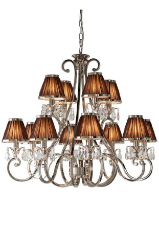 Lampa wisząca OKSANA 12LT nikiel-czekoladowe klosze - 12x40W E14 230V IP20 - Interiors1900