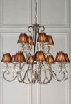 Lampa wisząca OKSANA 12LT nikiel-czekoladowe klosze - 12x40W E14 230V IP20 - Interiors1900