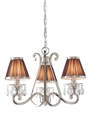 Lampa wisząca OKSANA 3LT nikiel-czekoladowe klosze - 3x40W E14 230V IP20 - Interiors1900