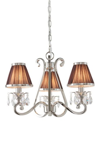 Lampa wisząca OKSANA 3LT nikiel-czekoladowe klosze - 3x40W E14 230V IP20 - Interiors1900