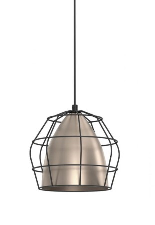 Lampa wisząca ALKANA czarna klatka-klosz platyna - E27 20W 220-230V IP20 