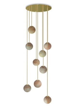 Lampa wisząca wewnętrzna ROYAL CHANDELIER DROPS mosiężno-alabastrowa - 9xG9 220-240V IP20 - ROBIN