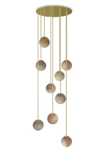 Lampa wisząca wewnętrzna ROYAL CHANDELIER DROPS mosiężno-alabastrowa - 9xG9 220-240V IP20 - ROBIN