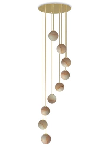 Lampa wisząca wewnętrzna ROYAL CHANDELIER SPIRAL mosiężno-alabastrowa - 9xG9 220-240V IP20 - ROBIN