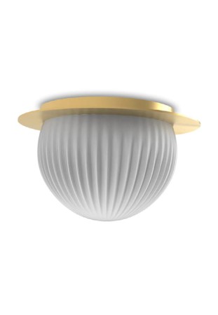 Lampa sufitowa wewnętrzna z złotą podstawą i opalowe-białe szkło ROI DISC - G9 220-240V IP20 - ROBIN