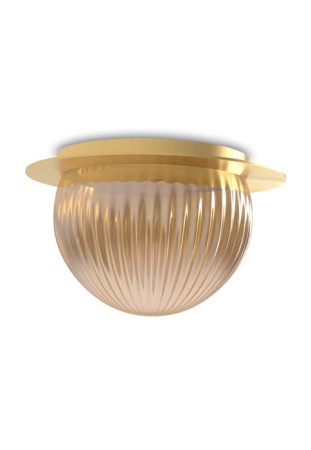 Lampa sufitowa wewnętrzna z złotą podstawą i przezroczystym szkłem fume ROI DISC - G9 220-240V IP20 - ROBIN