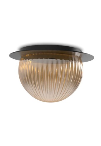 Lampa sufitowa wewnętrzna z czarną podstawą i przezroczystym szkłem fume ROI DISC - G9 220-240V IP20 - ROBIN