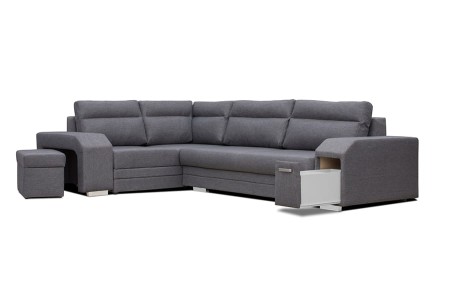 Narożnik FERNANDO OTL-3F - funkcją spania z pojemnikiem i pufą tkanina Inari 94