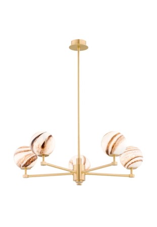 Lampa sufitowa wewnętrzna ARUBA 68 cm biało brązowa-złota - E14 5x7W 230V IP20