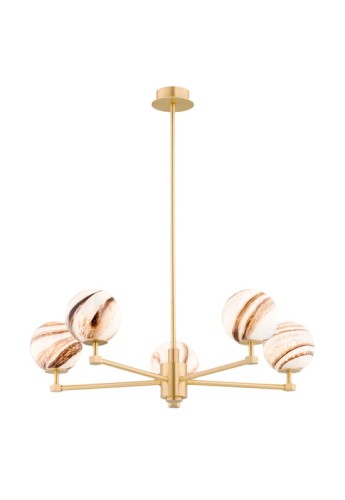 Lampa sufitowa wewnętrzna ARUBA 68 cm biało brązowa-złota - E14 5x7W 230V IP20