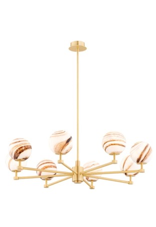 Lampa sufitowa wewnętrzna ARUBA 82 cm biało brązowa-złota - E14 8x7W 230V IP20