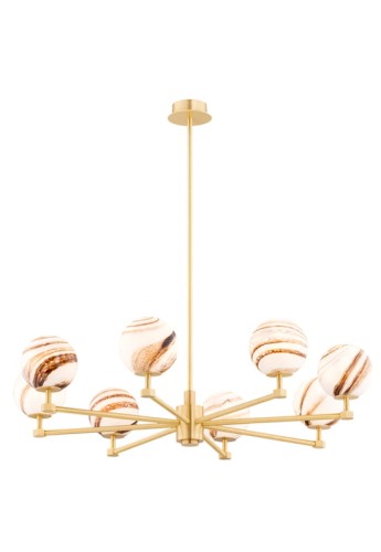 Lampa sufitowa wewnętrzna ARUBA 82 cm biało brązowa-złota - E14 8x7W 230V IP20