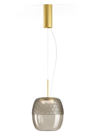 Lampa wisząca ADAMAS mat brass-smoke grey glass - LED 11W 2700K 746lm 220-240V AC IP20 dimmable DALI-Push DIM 23cm - PANZERI
