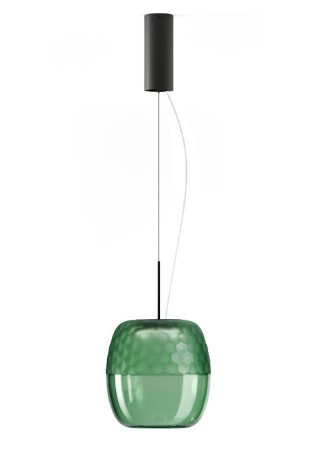 Lampa wisząca ADAMAS mat black-forest green glass - LED 11W 2700K 746lm 220-240V AC IP20 dimmable DALI-Push DIM 23cm - PANZERI