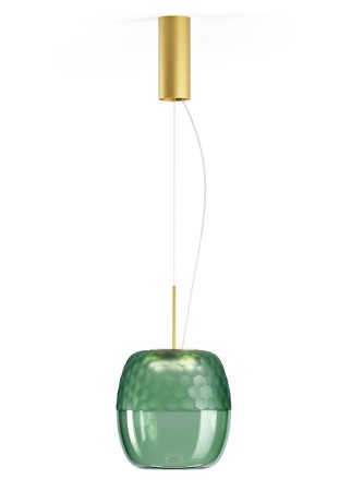 Lampa wisząca ADAMAS mat brass-forest green glass - LED 11W 2700K 746lm 220-240V AC IP20 dimmable DALI-Push DIM 23cm - PANZERI