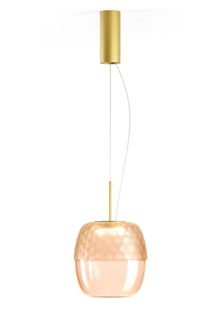 Lampa wisząca ADAMAS mat brass-pink glass - LED 11W 2700K 746lm 220-240V AC IP20 dimmable DALI-Push DIM 23cm - PANZERI
