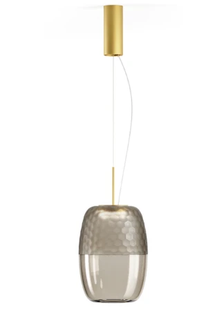Lampa wisząca ADAMAS mat brass-smoke grey glass - LED 11W 2700K 746lm 220-240V AC IP20 dimmable DALI-Push DIM 33cm - PANZERI