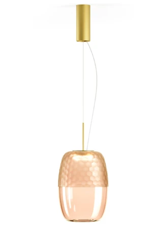 Lampa wisząca ADAMAS mat brass-pink glass - LED 11W 2700K 746lm 220-240V AC IP20 dimmable DALI-Push DIM 33cm - PANZERI