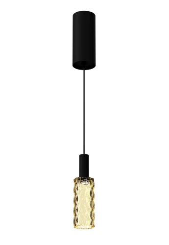 Lampa wisząca wewnętrzna SCENT PIXEL mat black-amber glass - LED 4W 3000K 181lm 220-240V AC ON-OFF IP20 - PANZERI