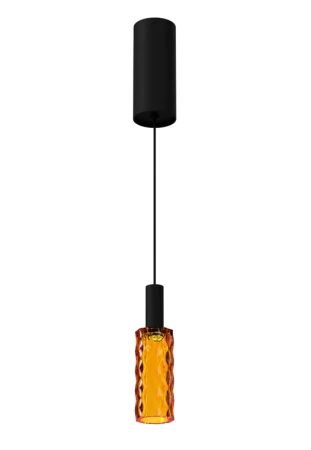 Lampa wisząca wewnętrzna SCENT PIXEL mat black-orange glass - LED 4W 3000K 181lm 220-240V AC ON-OFF IP20 - PANZERI