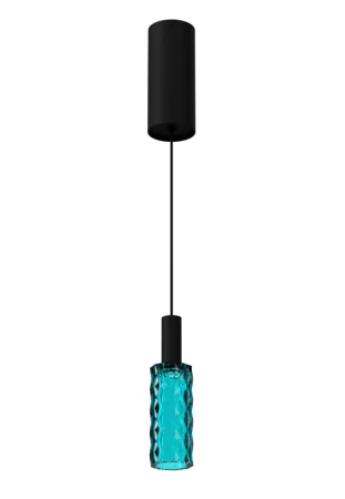 Lampa wisząca wewnętrzna SCENT PIXEL mat black-turquoise glass - LED 4W 3000K 181lm 220-240V AC ON-OFF IP20 - PANZERI