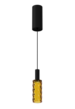 Lampa wisząca wewnętrzna SCENT PIXEL mat black-caramel glass - LED 4W 3000K 181lm 220-240V AC ON-OFF IP20 - PANZERI