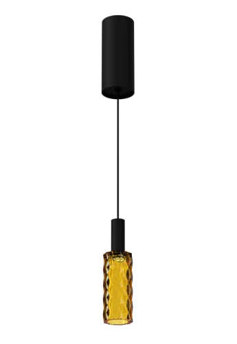 Lampa wisząca wewnętrzna SCENT PIXEL mat black-caramel glass - LED 4W 3000K 181lm 220-240V AC ON-OFF IP20 - PANZERI