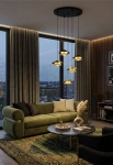 Lampa wisząca wewnętrzna 25453 piaskowa czerń-szczotkowane złoto - LED 45W 3000K 3360lm 220-240V 50/60 Hz IP20