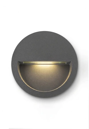 Lampa wpuszczana ścienna ATHENS ROUND 3 Gen.2 antracyt - LED SMD 3W 2200-2700-3200-4000K 165-175-185-200lm 100-240V IP65 50°- HOFF LIGHT