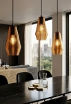 Lampa wisząca wewnętrzna OLIVIA black-tabacco glass - LED max 57W E27 2700K 1050lm 220-240V AC IP20 - PANZERI