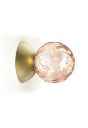 Kinkiet sufitowo-ścienny wewnętrzny nadbudowany MURANÉ Ø10 champagne-pink glass - LED, 4W, 2700K, CRI>90, 24V DC ON-OFF, IP20 - PANZERI