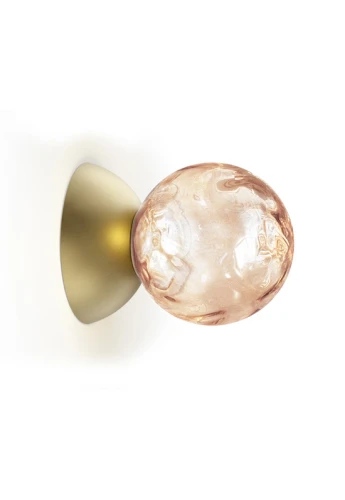 Kinkiet sufitowo-ścienny wewnętrzny nadbudowany MURANÉ Ø10 champagne-pink glass - LED, 4W, 2700K, CRI>90, 24V DC ON-OFF, IP20 - PANZERI