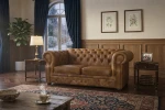 Sofa skórzana dwuosobowa MANCHESTER - karmelowa - aranżacja