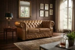 Sofa skórzana dwuosobowa MANCHESTER - karmelowa - aranżacja