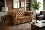 Sofa skórzana dwuosobowa MANCHESTER - karmelowa - aranżacja