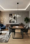 Lampa wisząca wewnętrzna EMMA black-steel - LED E27 57W 2700K 1050lm 220-240V AC IP20 - PANZERI  - aranżacja