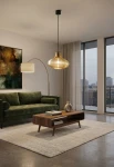 Lampa wisząca wewnętrzna EMMA black-amber - LED E27 57W 2700K 1050lm 220-240V AC IP20 - PANZERI - aranżacja
