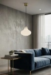 Lampa wisząca wewnętrzna EMMA brushed brass-white - LED E27 57W 2700K 1050lm 220-240V AC IP20 - PANZERI - aranżacja