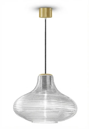Lampa wisząca wewnętrzna EMMA brushed brass-crystal - LED E27 57W 2700K 1050lm 220-240V AC IP20 - PANZERI