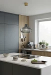Lampa wisząca wewnętrzna EMMA brushed brass-steel - LED E27 57W 2700K 1050lm 220-240V AC IP20 - PANZERI - aranżacja