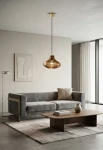 Lampa wisząca wewnętrzna EMMA brushed brass-tobacco - LED E27 57W 2700K 1050lm 220-240V AC IP20 - PANZERI - aranżacja