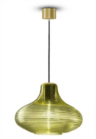 Lampa wisząca wewnętrzna EMMA brushed brass-olive green - LED E27 57W 2700K 1050lm 220-240V AC IP20 - PANZERI