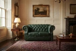 Sofa skórzana dwuosobowa MANCHESTER - zielona - aranżacja